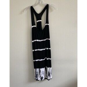 LUCKY BRAND Swimwear Black & White Dress Tie Dye Coverup Size Large Boho Beach